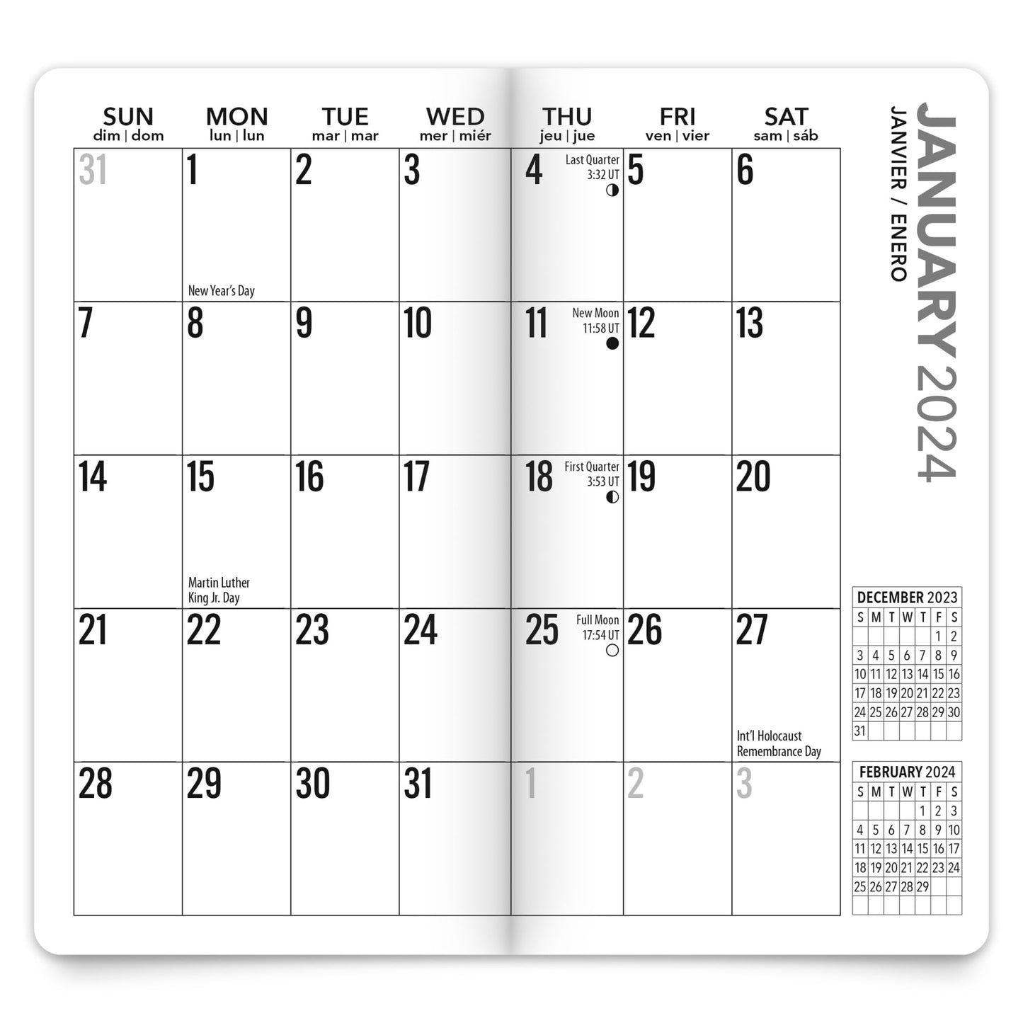 Brown Trout 2-Year Large Print Monthly Pocket Planner, 3-1/2" x 6-1/2", Big and Bright, January 2024 to December 2025