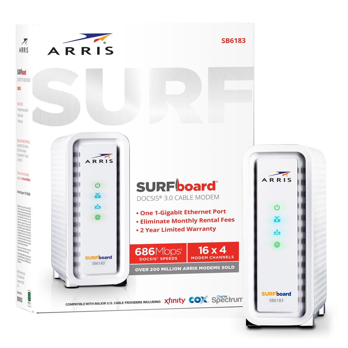 ARRIS® Surfboard® SB6183 Cable Modem, White