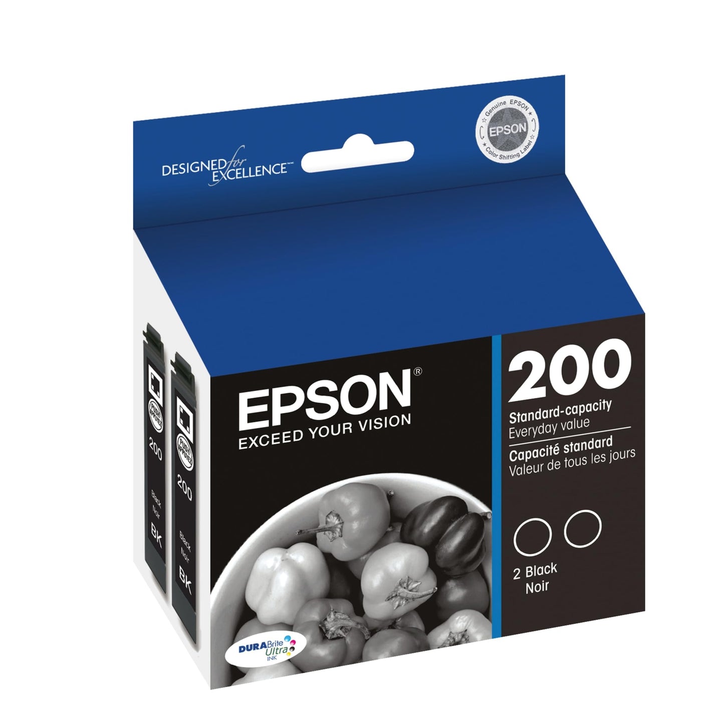 EPSON 200 DURABrite Ultra Ink Standard Capacity Black Dual Cartridge Pack (T200120-D2) Works with WorkForce WF-2520, WF-2530, WF-2540, Expression XP-200, XP-300, XP-310, XP-400, XP-410