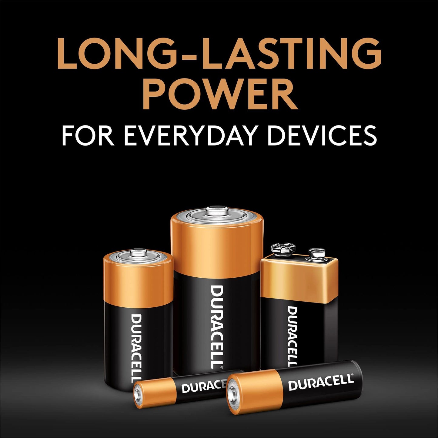 Duracell Coppertop 9V Battery, 2 Count Pack, 9-Volt Battery with Long-lasting Power, All-Purpose Alkaline 9V Battery for Household and Office Devices