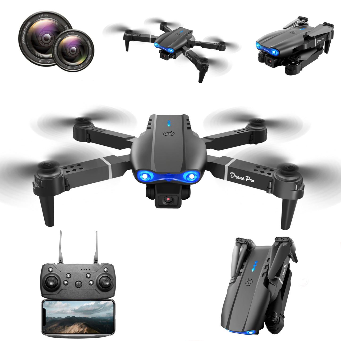 Generic E99 Pro Professional Entry-Level Drone, Dual Camera FPV WiFi, High Altitude Hovering, Outdoor Party Overhead Shot, Beginner Gift, Balck