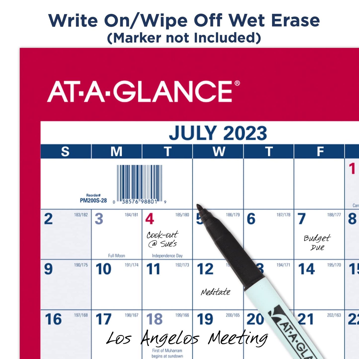 AT-A-GLANCE 2023-2024 Erasable Calendar, Dry Erase Wall Planner, 36" x 24", Large, Academic & Regular Year, Double Sided, Horizontal (PM200S2824)