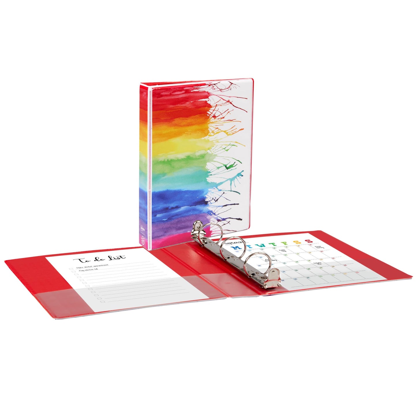 Avery + Amy Tangerine Designer Collection Mini Binder, 5.5" x 8.5", 1 Inch Round Rings, Watercolor Rainbow, 1 Mini 3 Ring Binder (18713)