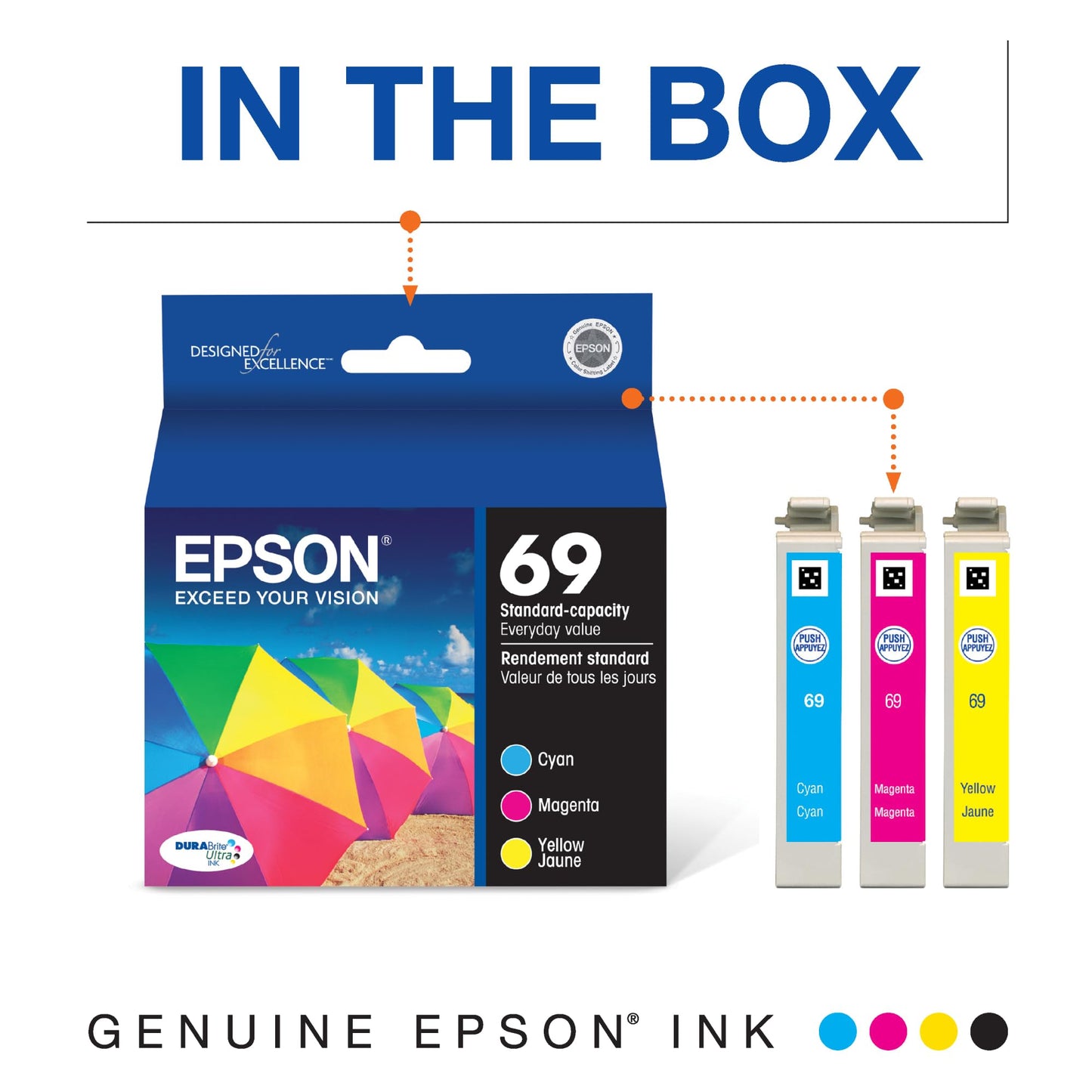 EPSON 69 DURABrite Ultra Ink Color Combo Pack (3 CYAN/MAGENTA/YELLOW) EXP 07.2023