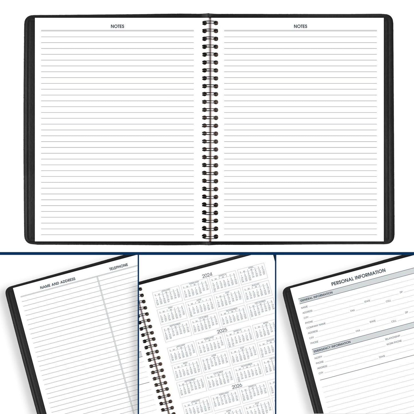 AT-A-GLANCE 2025 Appointment Book Planner, Weekly, 7" x 8-3/4", Medium, Quarter-Hourly, Black (709510525)