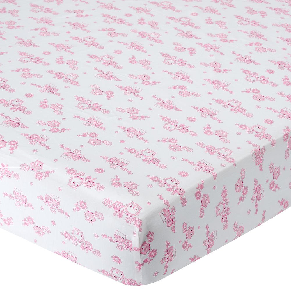 Babies R Us Percale Crib Sheet - Pink Toile Owl