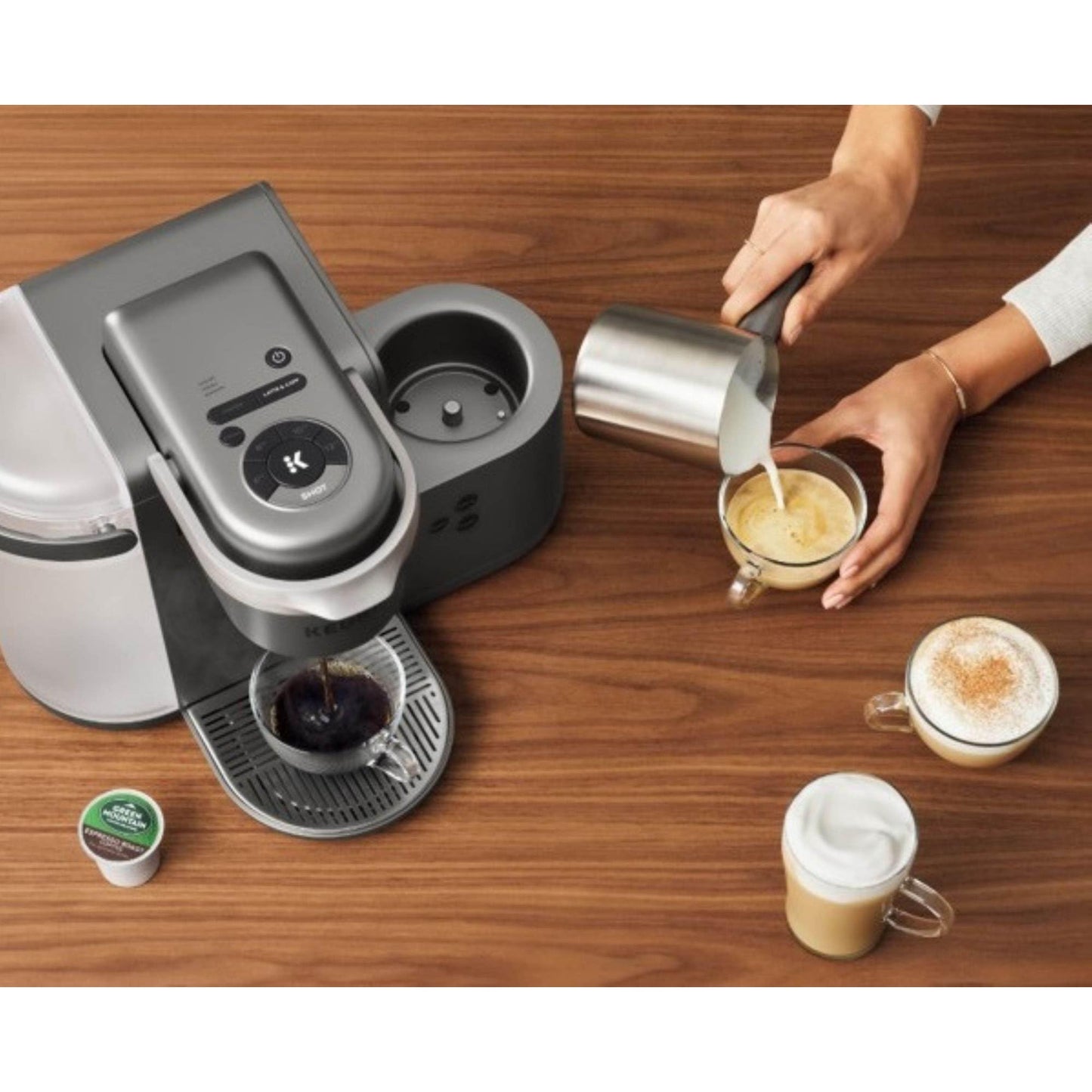 Keurig K-Cafe Special Edition Single Serve K-Cup Pod Coffee, Latte and Cappuccino Maker, Comes with Dishwasher Safe Milk Frother, Nickel