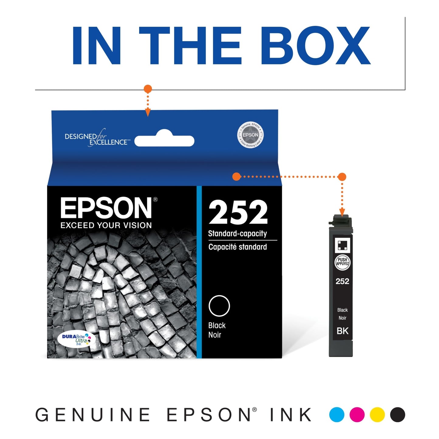 EPSON 252 DURABrite Ultra Ink Standard Capacity Black Cartridge (T252120-S) Works with WorkForce WF-3620, WF-3640, WF-7110, WF-7610, WF-7620, WF-7710, WF-7720, WF-7210