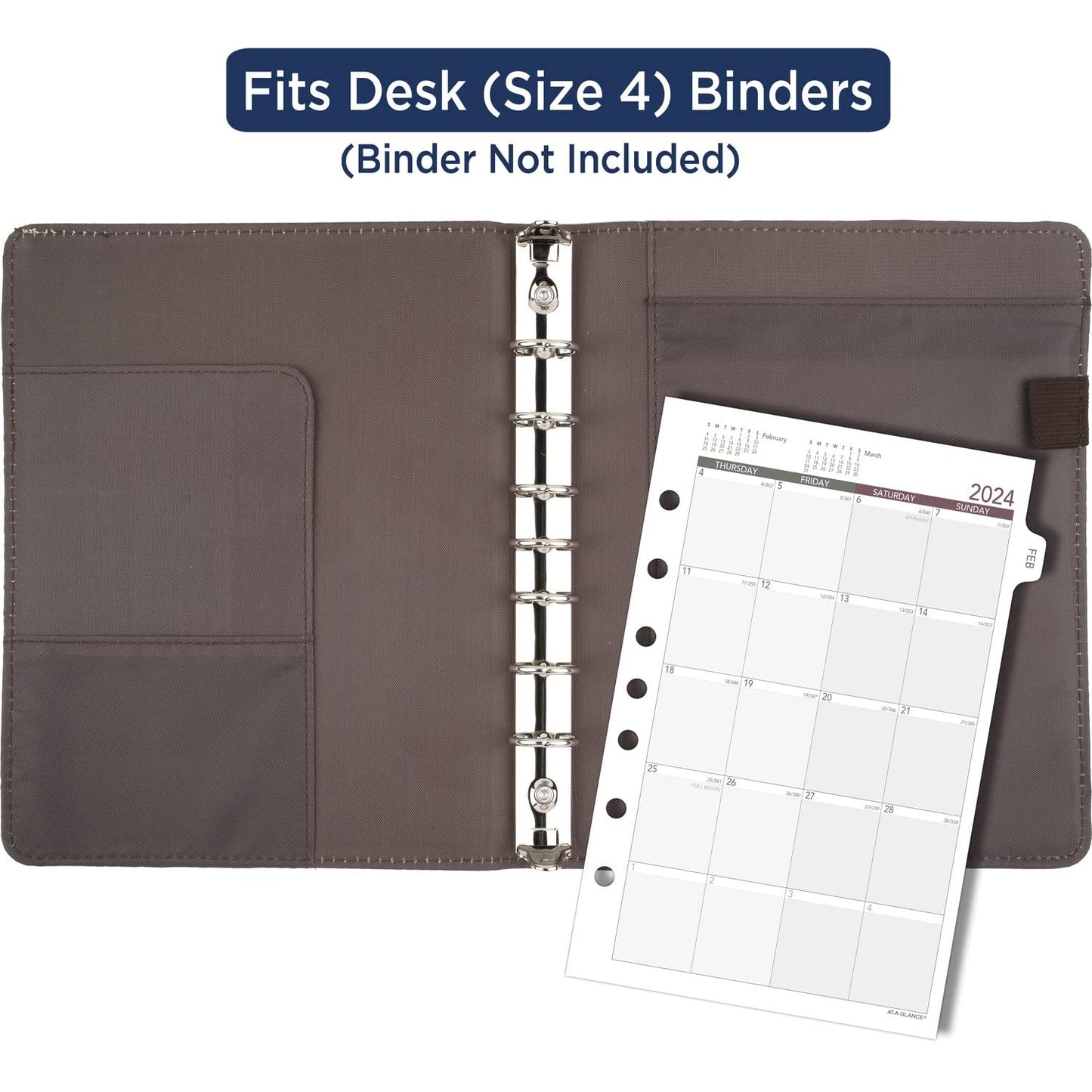 AT-A-GLANCE 2024 Monthly Planner Refill, 5-1/2" x 8-1/2", Desk Size, Loose-Leaf, Unruled Blocks (061-685Y-24)