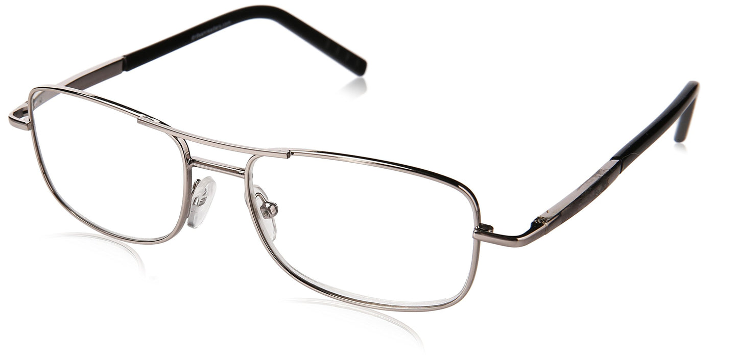 Dr. Dean Edell Premier Silver Metal Aviator with 3/4 Length Black Plastic Temple Tips and SH and DDE Case, 1.25, 0.200 Ounce