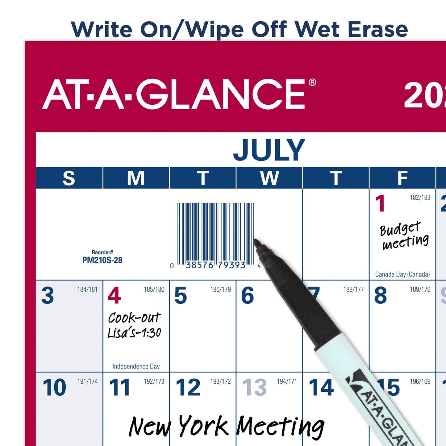 AT-A-GLANCE 2022-2023 Erasable Calendar, Dry Erase Wall Planner, 24" x 36", Large, Academic & Regular Year, Double Sided, Vertical (PM210S28)