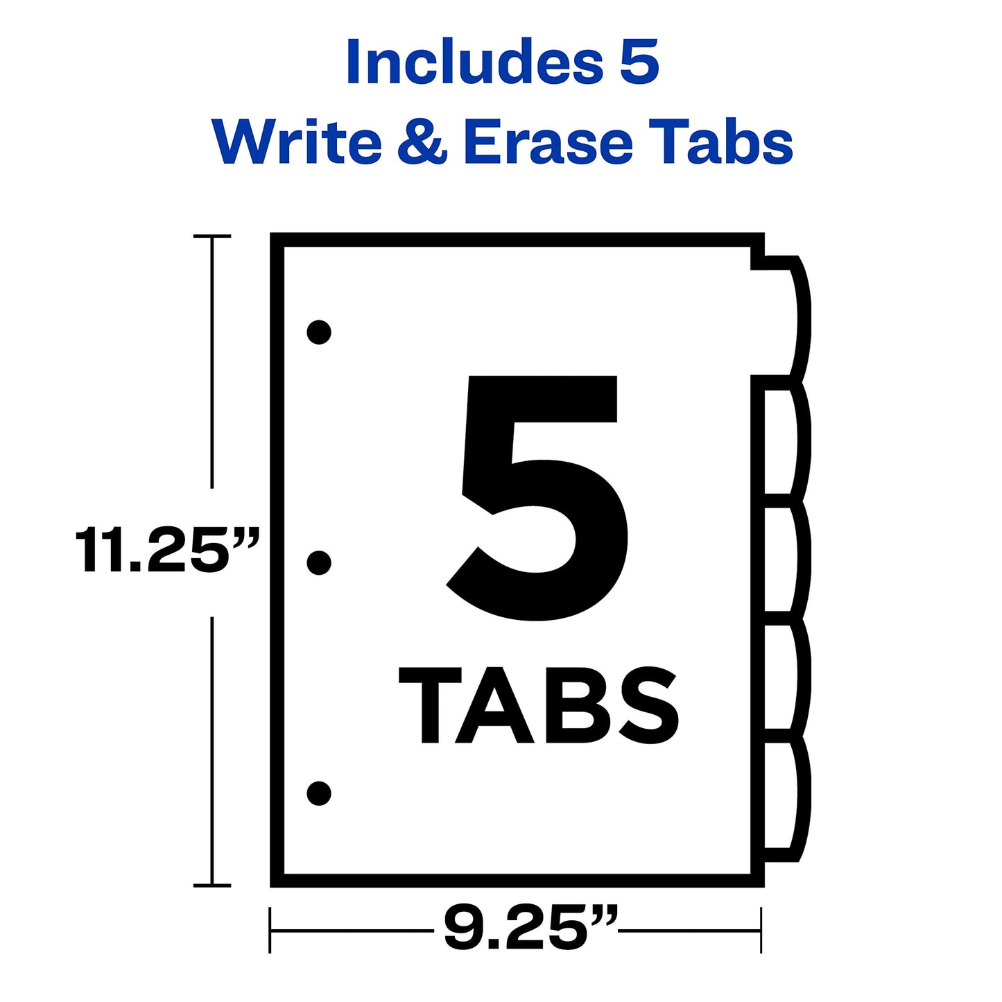 Avery 16176 Write & Erase Big Tab Plastic Dividers w/Slash Pocket, 5-Tab, Letter (Pack of 2)