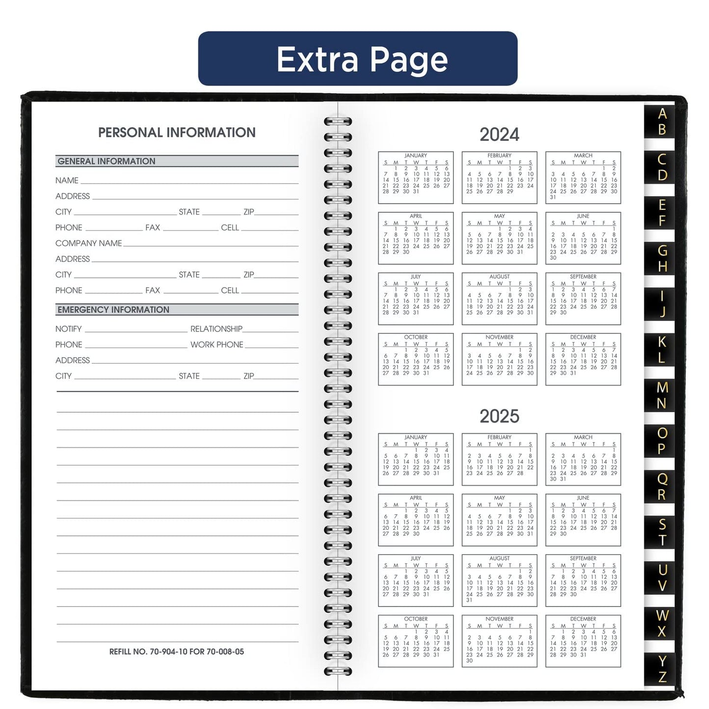 AT-A-GLANCE 2024 Refillable Weekly Appointment Book Planner, 3-1/4" x 6-1/4", Pocket Size, Black (700080524)