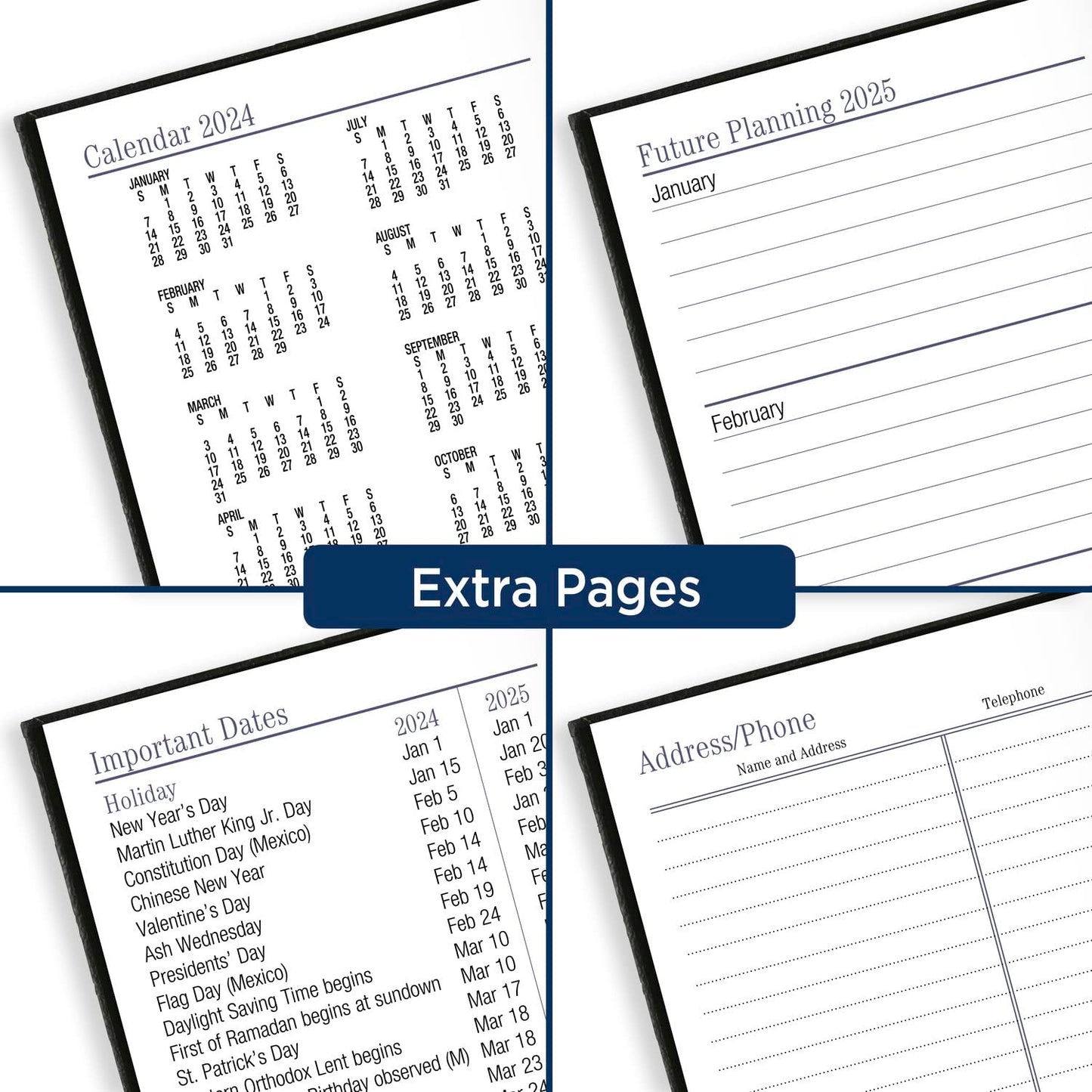 AT-A-GLANCE Fine Diary 2024 Weekly & Monthly Diary, 2-3/4" x 4-1/4", Pocket Size, Black (72010524)