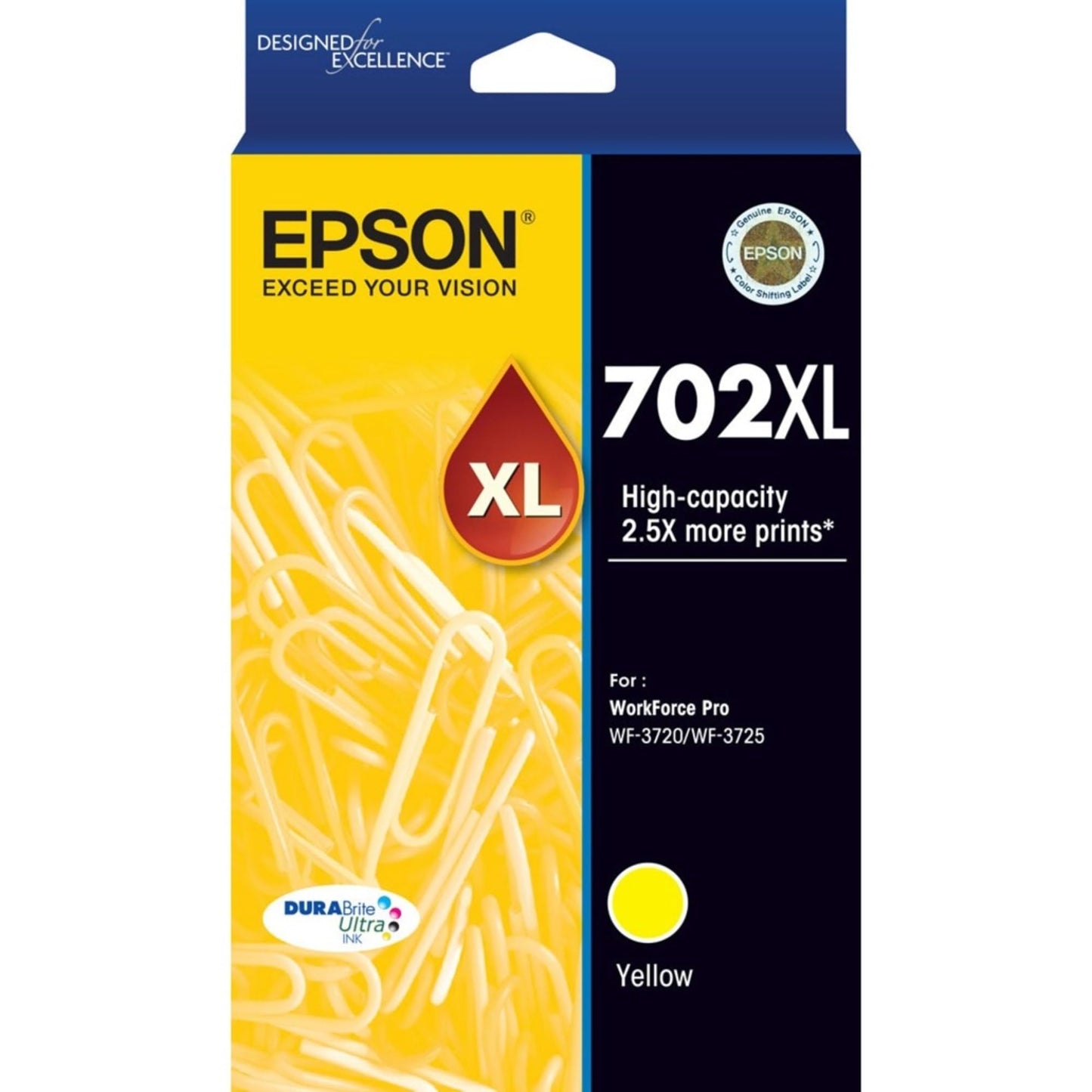 EPSON 702 DURABrite Ultra Ink High Capacity Yellow Cartridge (T702XL420) Works with WorkForce Pro WF-3720, WF-3730, WF-3733