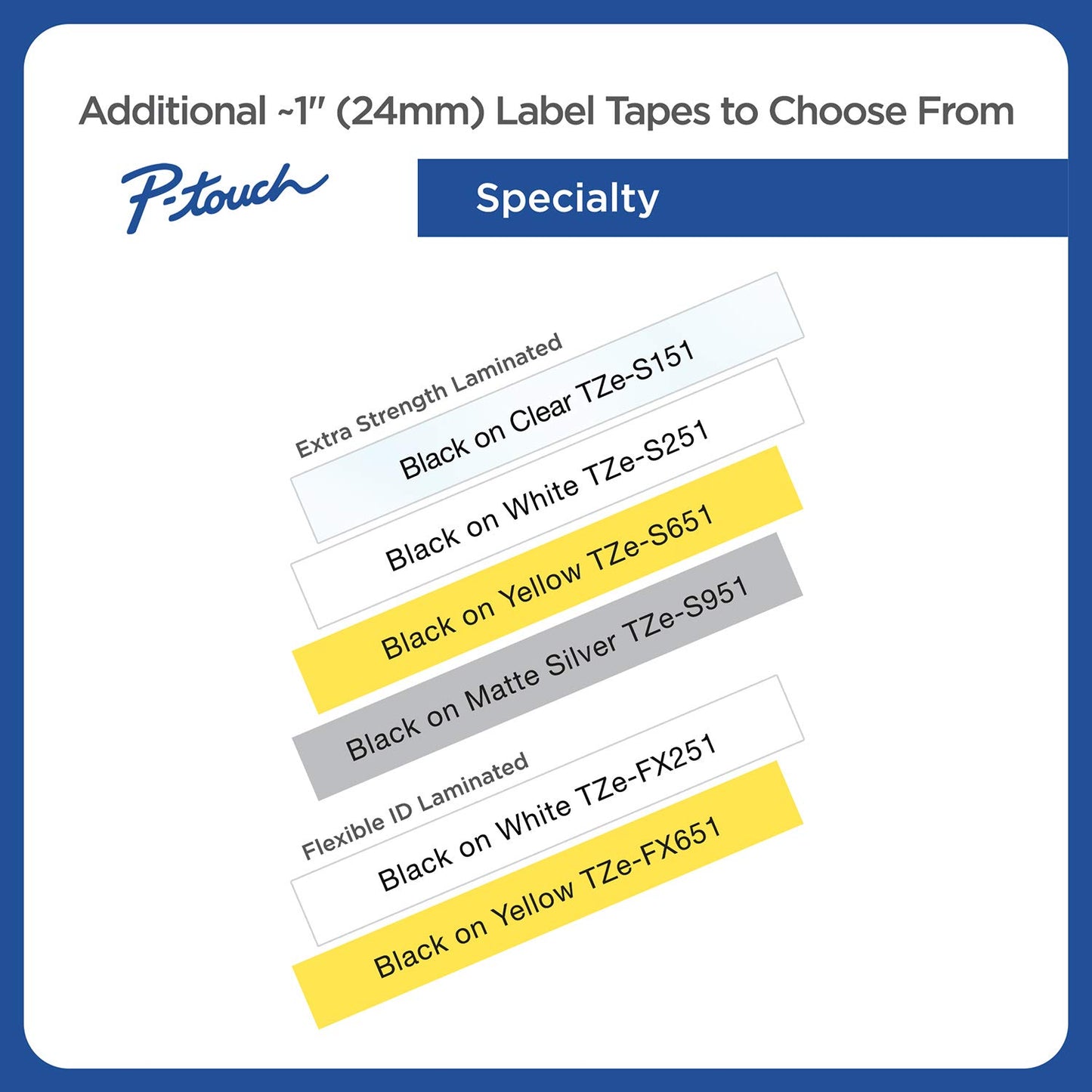 Brother Laminated Tape, Retail Packaging, 1 Inch, Black on White (TZe251)