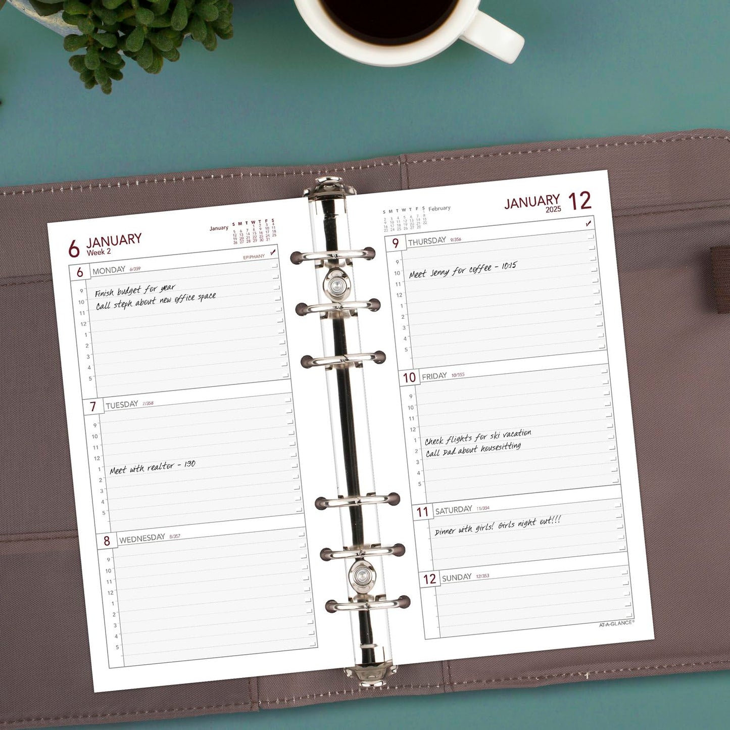 AT-A-GLANCE 2025 Planner Refill, Weekly, 3-3/4" x 6-3/4", Portable Size 3 Loose-Leaf (063-285Y)