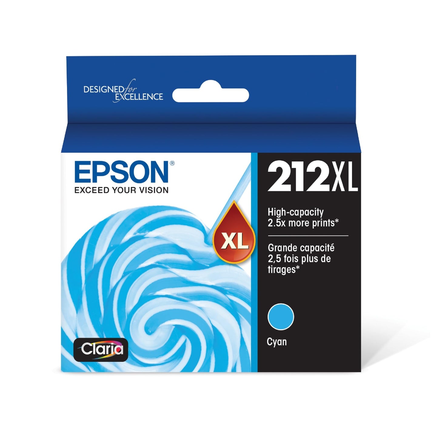 EPSON 212 Claria Ink High Capacity Cyan Cartridge (T212XL220-S) Works with WorkForce WF-2830, WF-2850, Expression XP-4100, XP-4105