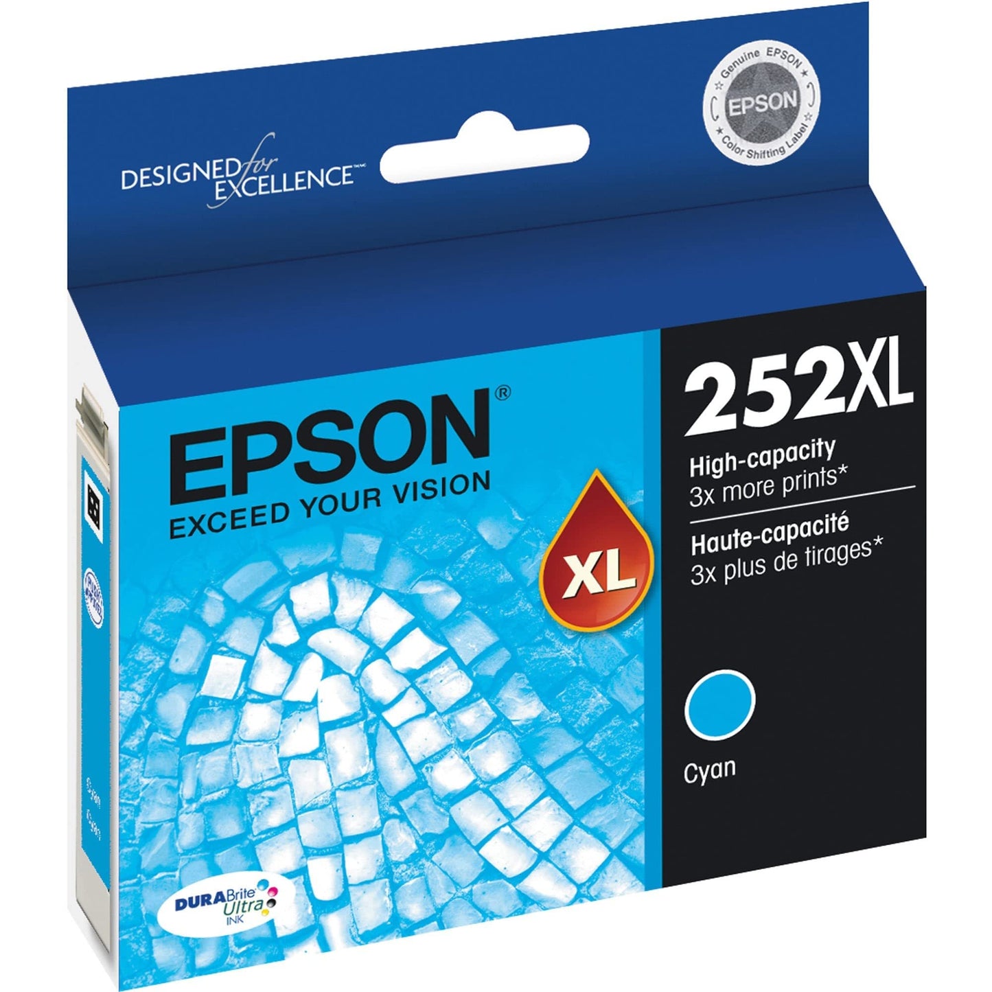 EPSON 252 DURABrite Ultra Ink High Capacity Cyan Cartridge (T252XL220-S) Works with WorkForce WF-3620, WF-3640, WF-7110, WF-7610, WF-7620, WF-7710, WF-7720, WF-7210