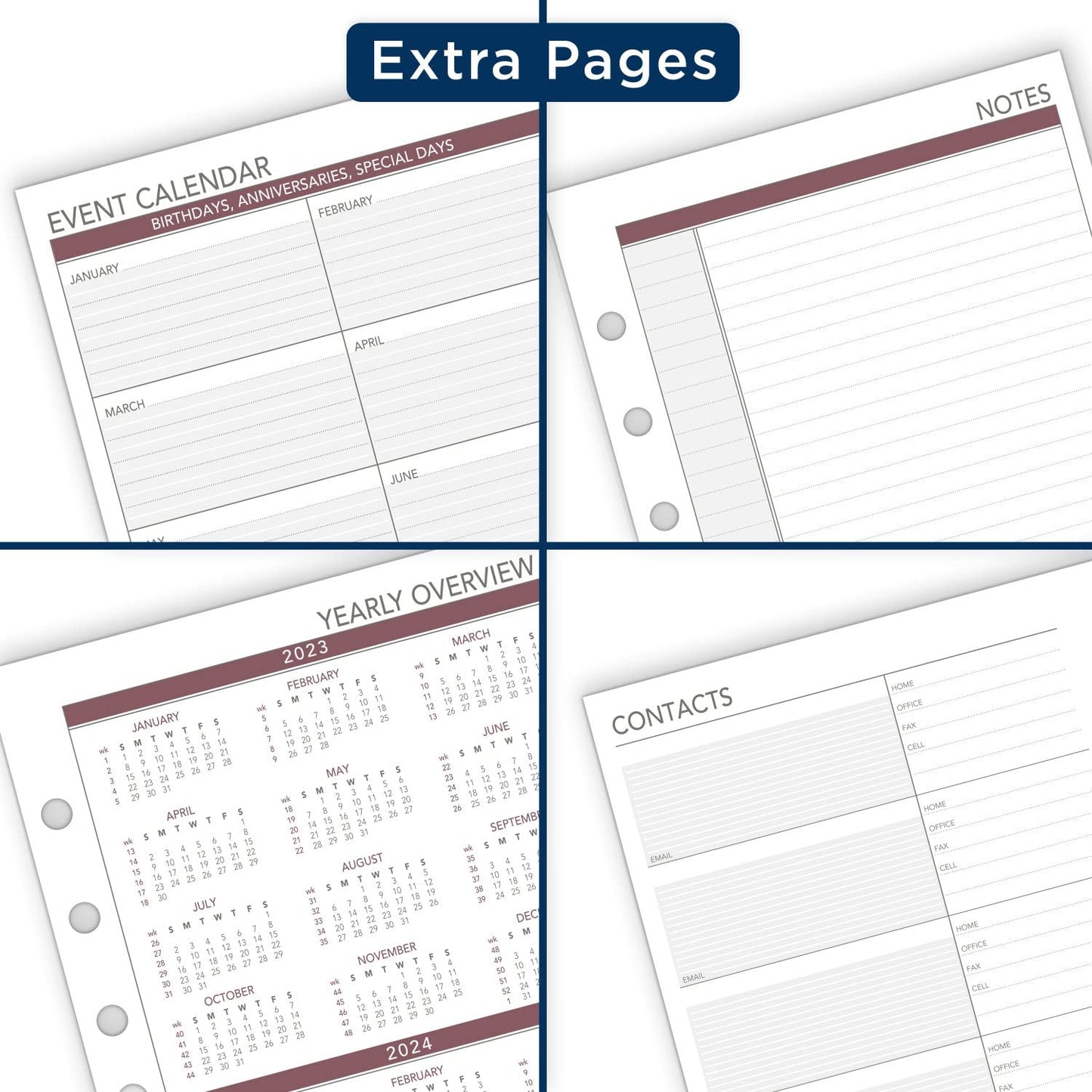 AT-A-GLANCE 2024 Planner Refill, Weekly, 5-1/2" x 8-1/2", Desk Size 4, Loose-Leaf (061-285Y-24)
