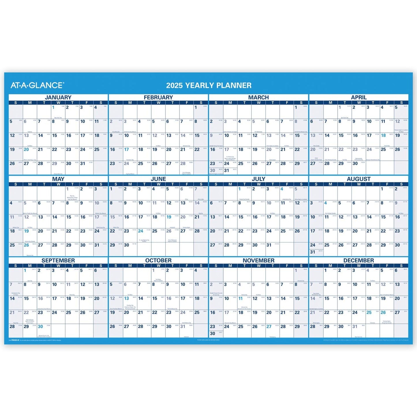 AT-A-GLANCE 2024-2025 Erasable Calendar, Dry Erase Wall Planner, 48" x 32", Extra Large, Academic & Regular Year, Double Sided, Horizontal (PM326S2825)
