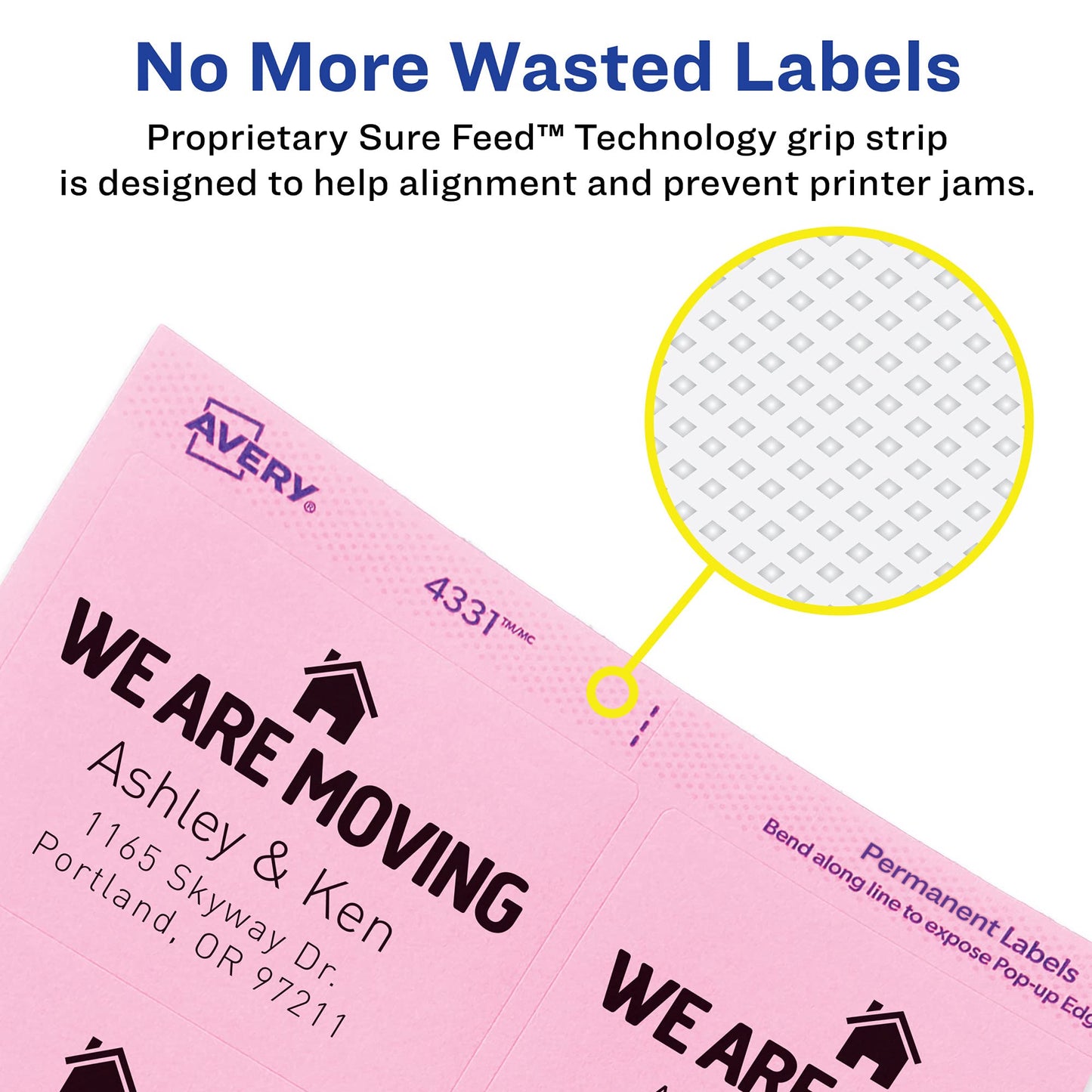Avery Labels with Sure Feed, Assorted Bright Colors, 2" x 2-5/8", Laser/Inkjet, 150 Labels (4331)
