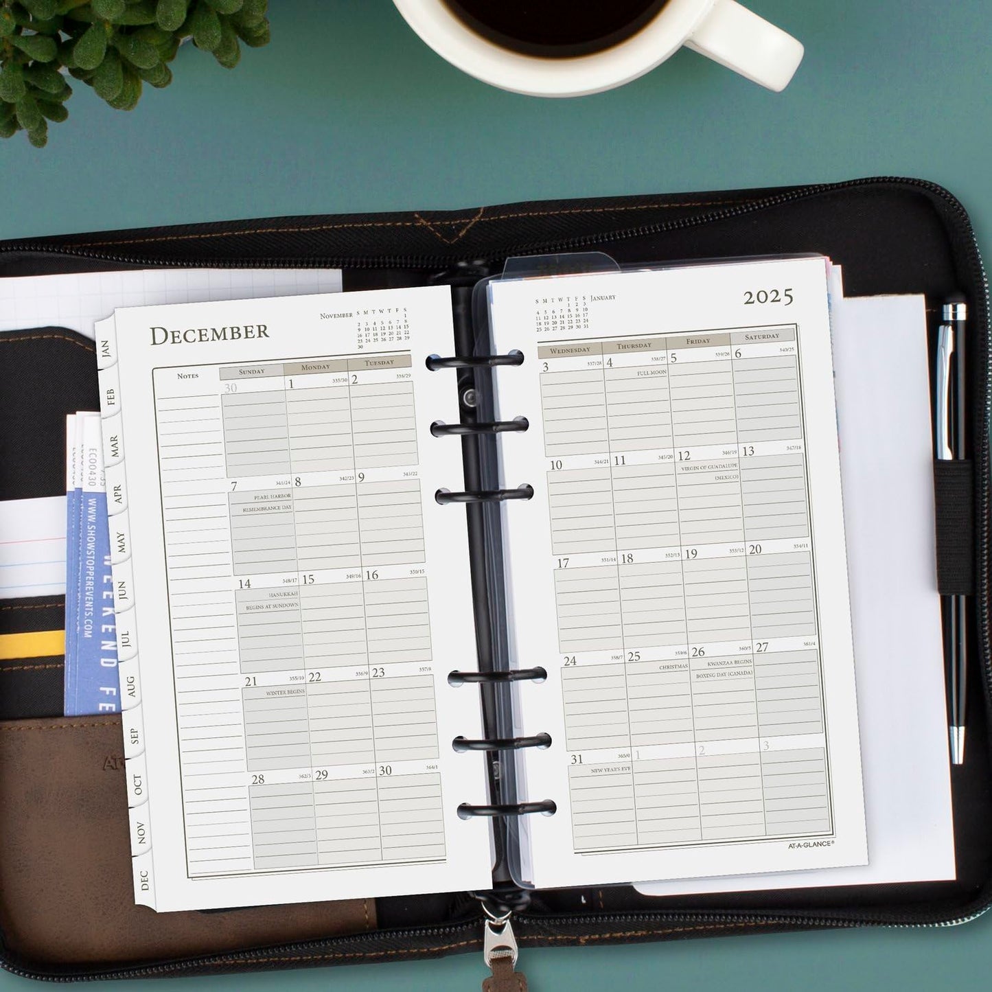 AT-A-GLANCE 2025 Planner Refill, Weekly & Monthly, 3-3/4" x 6-3/4", Portable Size, Loose-Leaf (471-285Y-25)