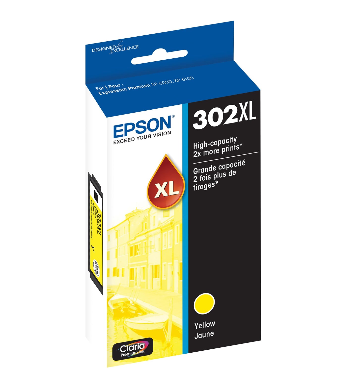 EPSON 302 Claria Premium Ink High Capacity Yellow Cartridge (T302XL420-S) Works with Expression Premium XP-6000, XP-6100