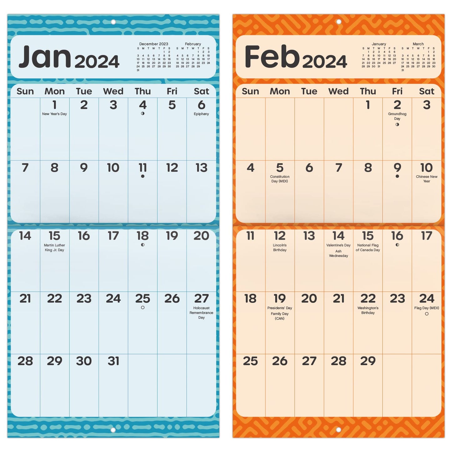 2024 Large Print Mini Wall Calendar