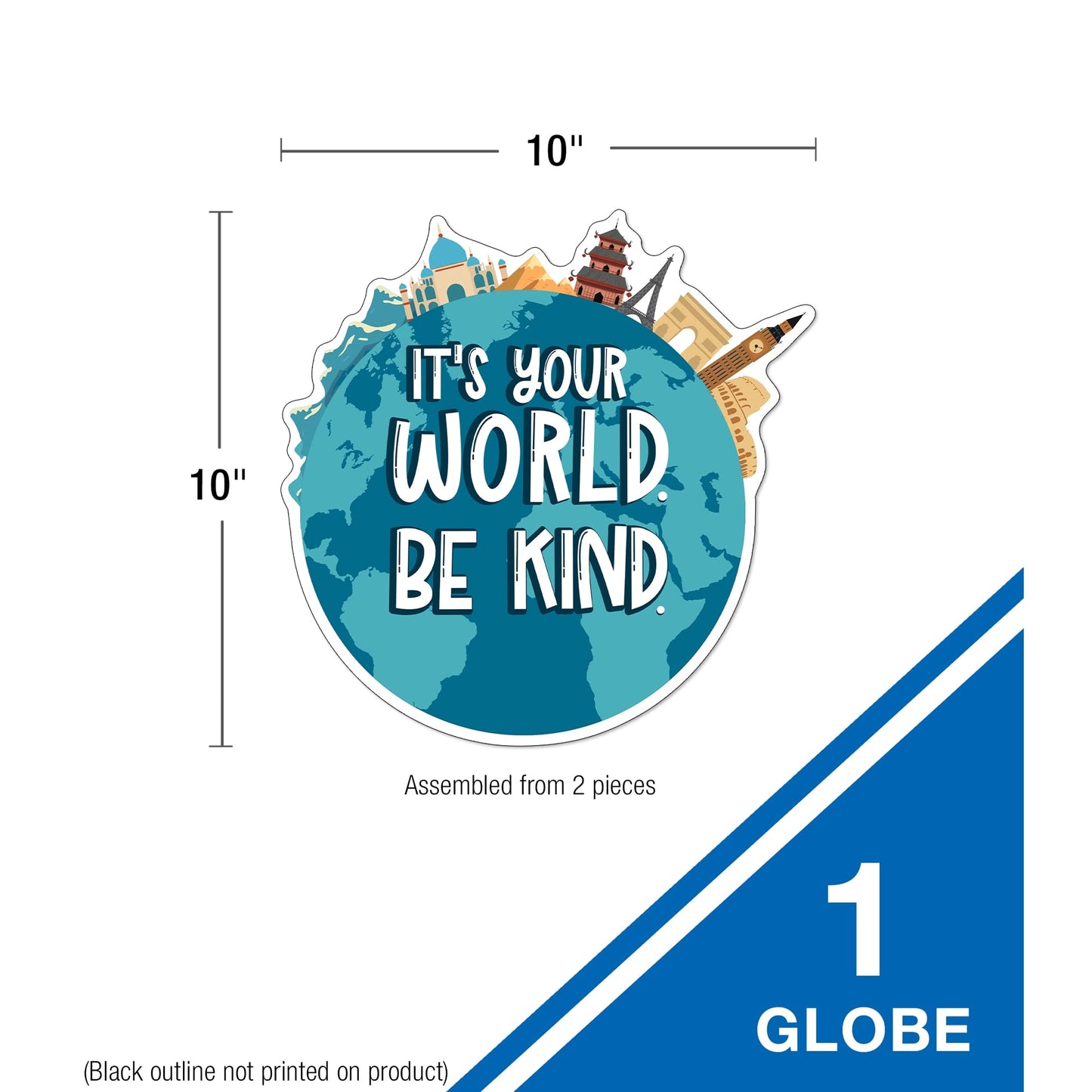 Carson Dellosa Let's Explore 16-Piece Inspirational Bulletin Board Cutouts, Motivational Wall Decor, Travel Theme Classroom Decorations, World Travel Wall Decor, Bulletin Board Set