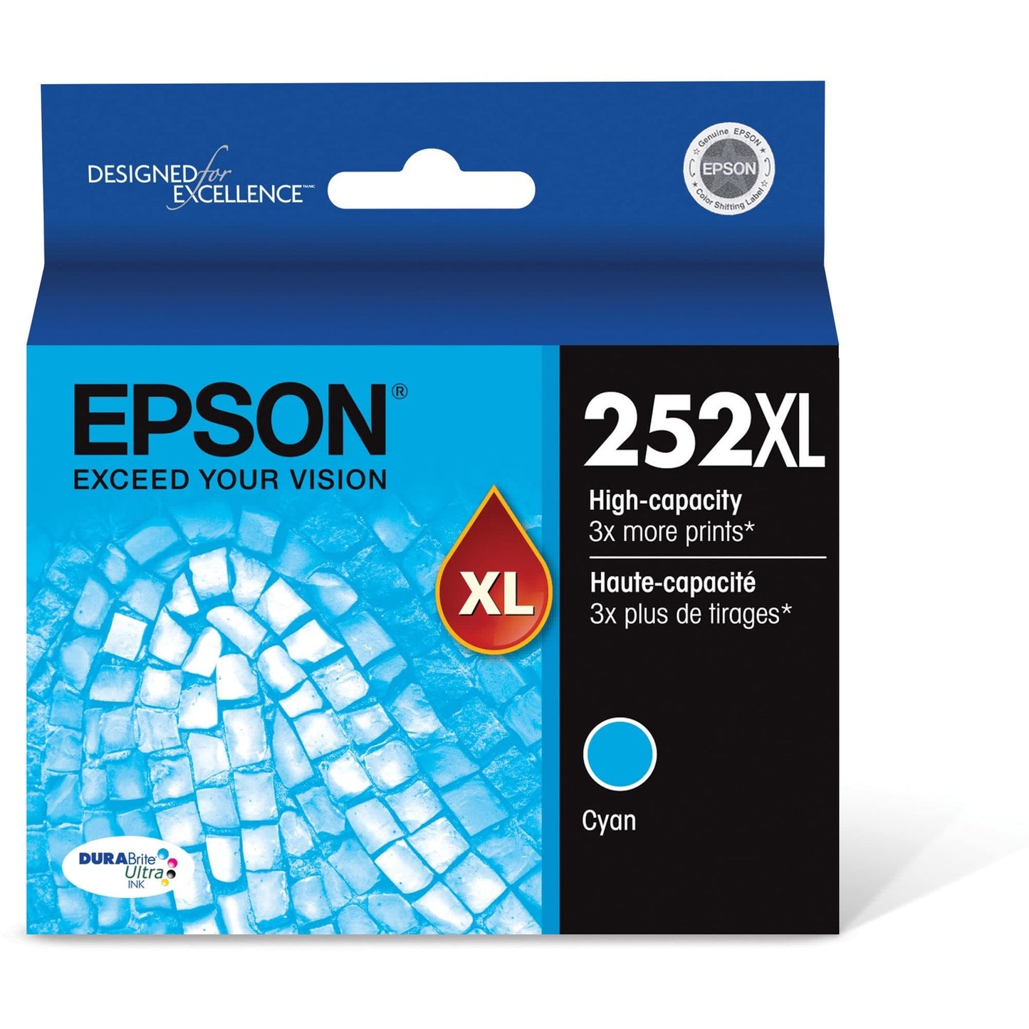 EPSON 252 DURABrite Ultra Ink High Capacity Cyan Cartridge (T252XL220-S) Works with WorkForce WF-3620, WF-3640, WF-7110, WF-7610, WF-7620, WF-7710, WF-7720, WF-7210