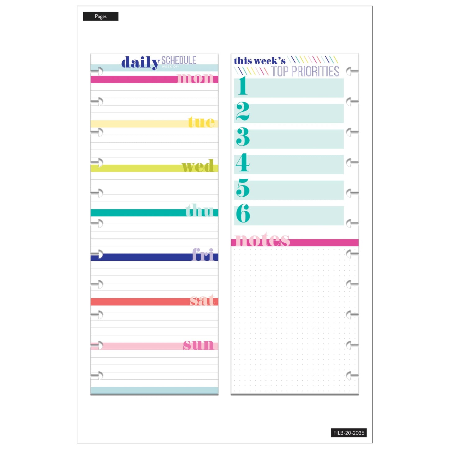 MAMBI, The Happy Planner - Big Half Sheet Note Paper - Daily Schedule