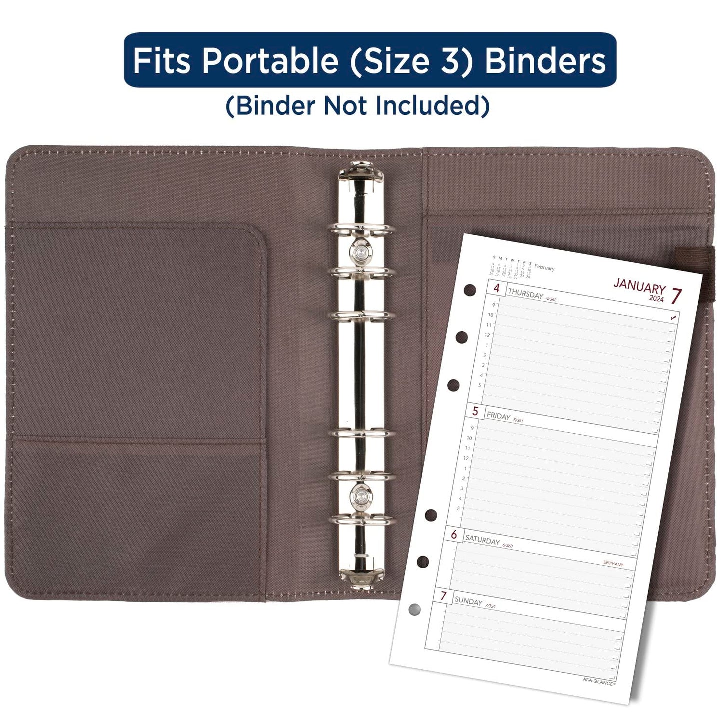 AT-A-GLANCE 2024 Planner Refill, Weekly, 3-3/4" x 6-3/4", Portable Size 3, Loose-Leaf (063-285Y)