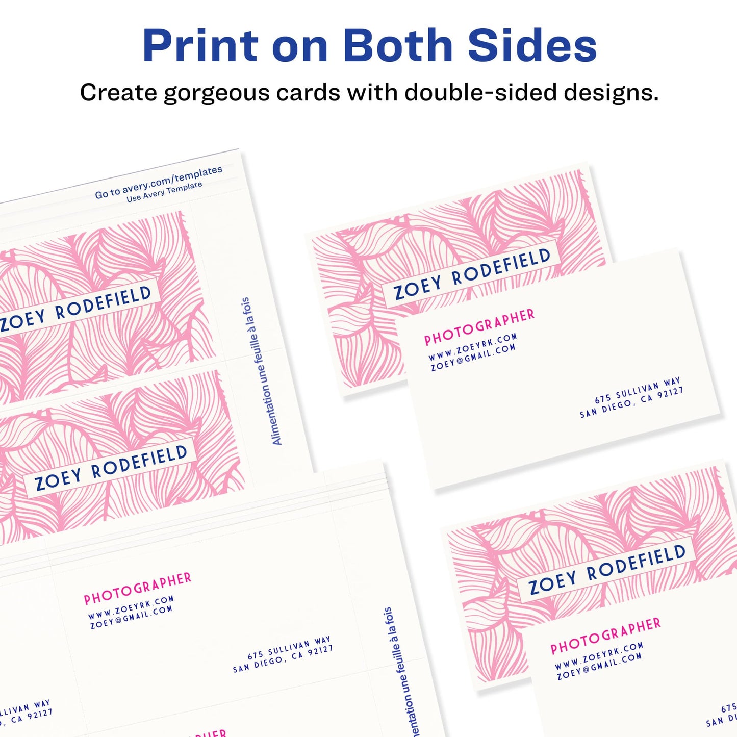 Avery Clean Edge Printable Business Cards with Sure Feed Technology, 2" x 3.5", White Linen Textured, 200 Blank Cards for Inkjet Printers (08873)