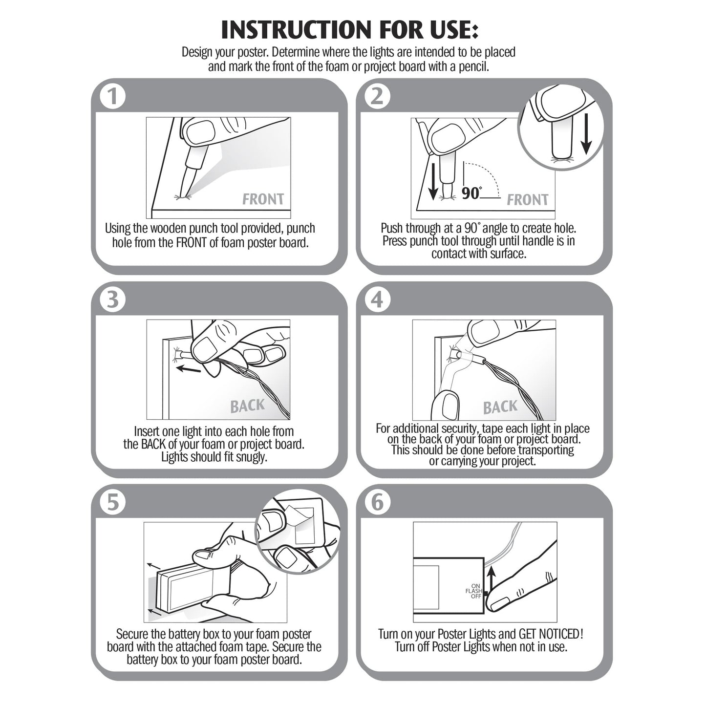 ArtSkills Rainbow String Light Kit with Punch Tool and Instructions for Posters, Dorms and Projects, Battery-Operated, 20 Lights with 2 Modes