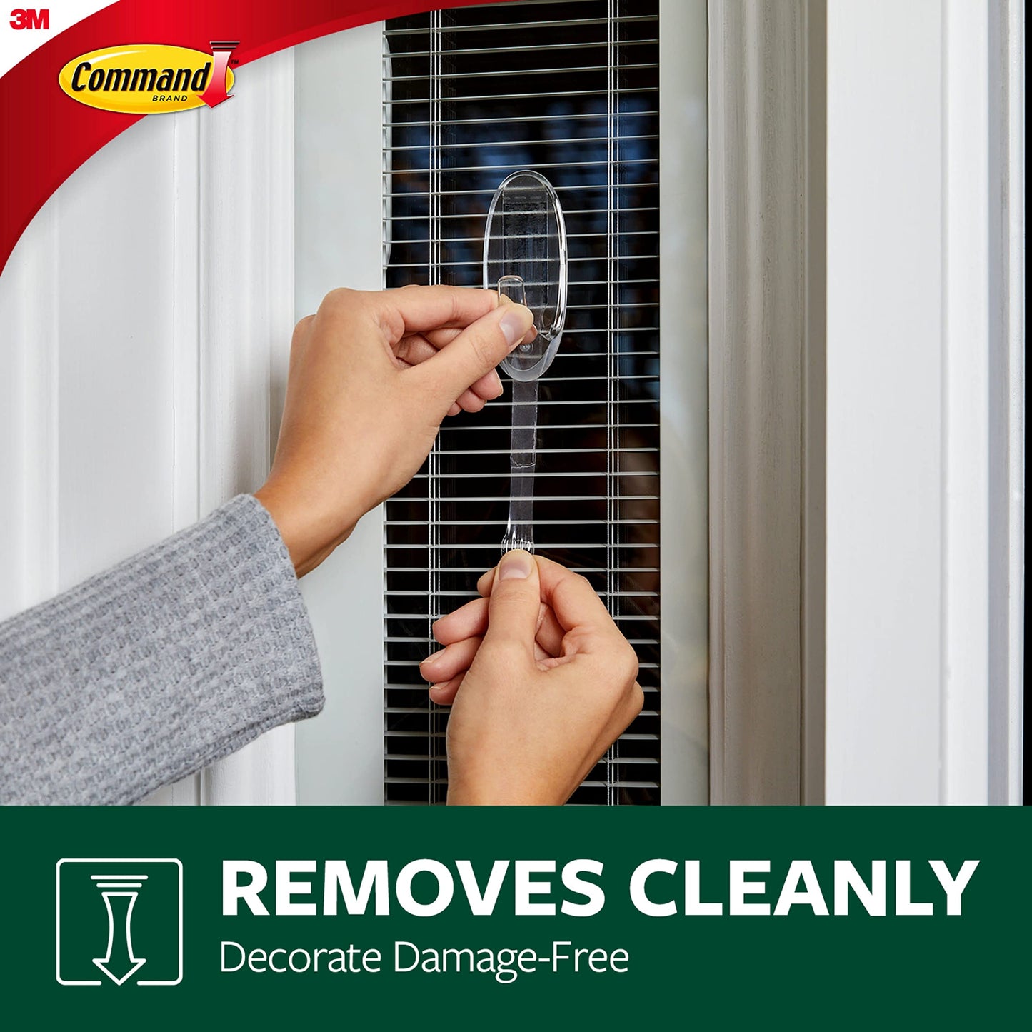 Command Outdoor Large Window Hook, Clear, 1-Hook, 2-Strips, Decorate Damage-Free