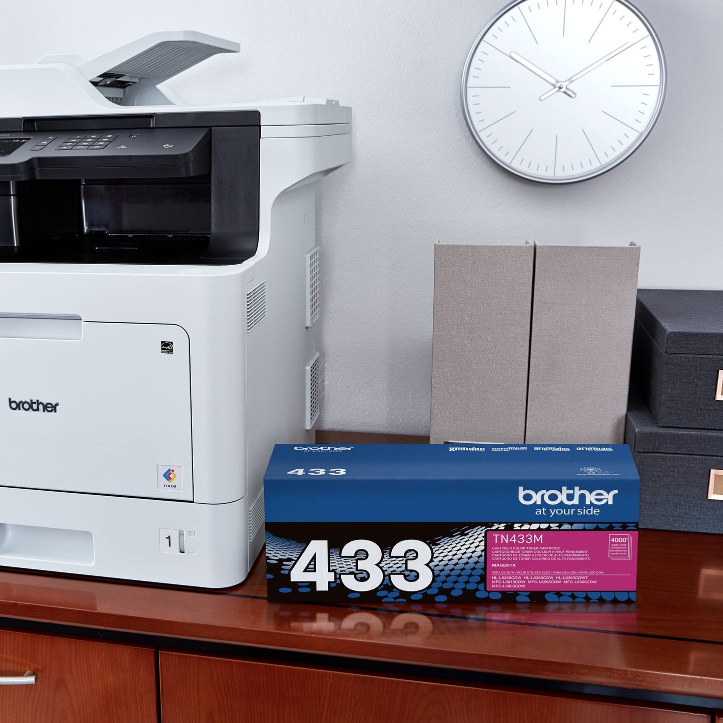 Brother Genuine High Yield Toner Cartridge, TN433M, Replacement Magenta Toner, Page Yield Up to 4,000 Pages, Amazon Dash Replenishment Cartridge, TN433