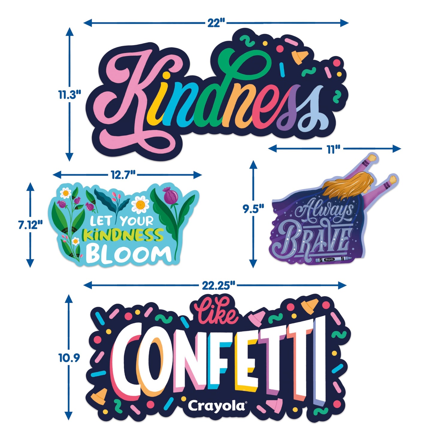 Eureka Crayola Colors of Kindness Classroom Bulletin Board Set for Teachers, 21 Pieces