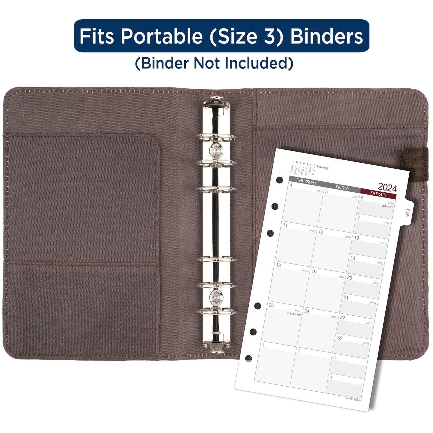 AT-A-GLANCE 2024 Monthly Planner Refill, 3-3/4" x 6-3/4", Portable Size 3, Loose-Leaf (063-685Y)