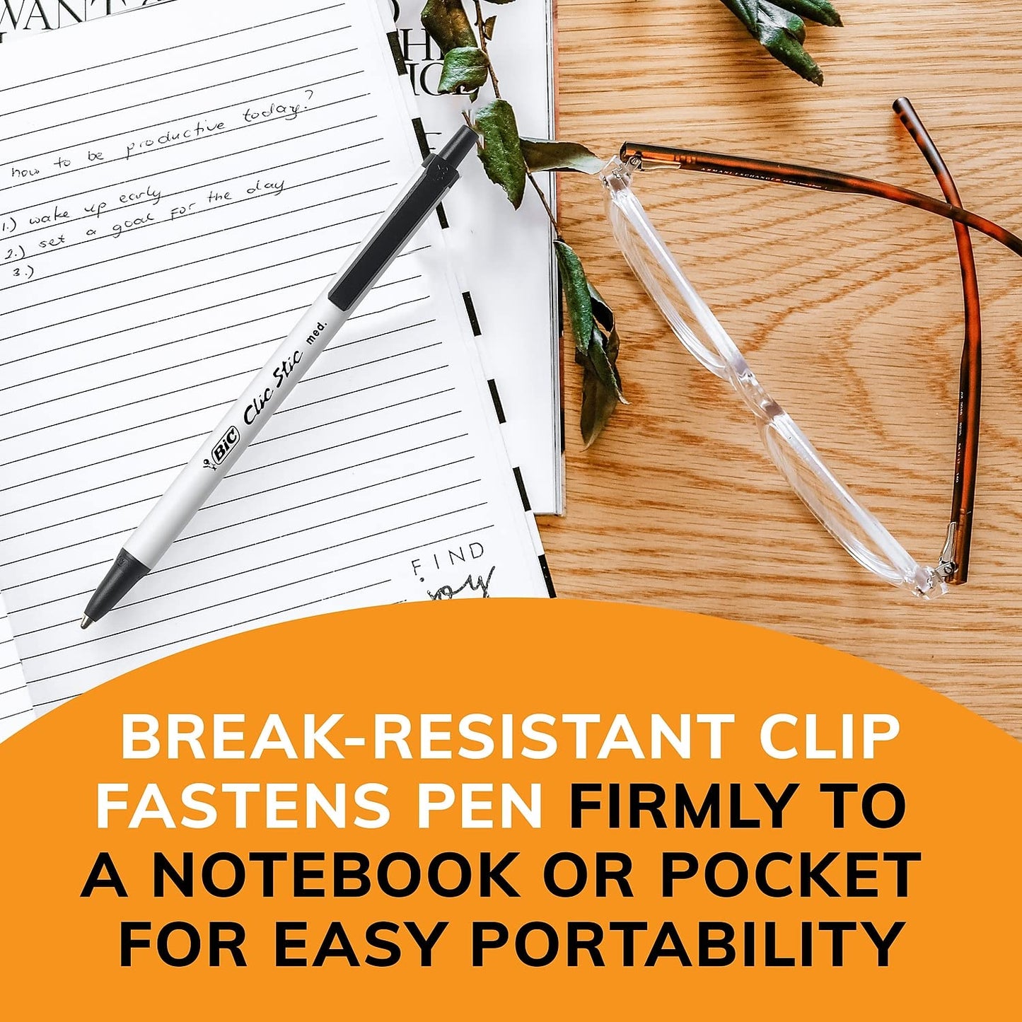 BIC® Clic Stic® Retractable Ballpoint Pen PEN,CLIC,STIC,RET,MED,BE 43032 (Pack of 15)