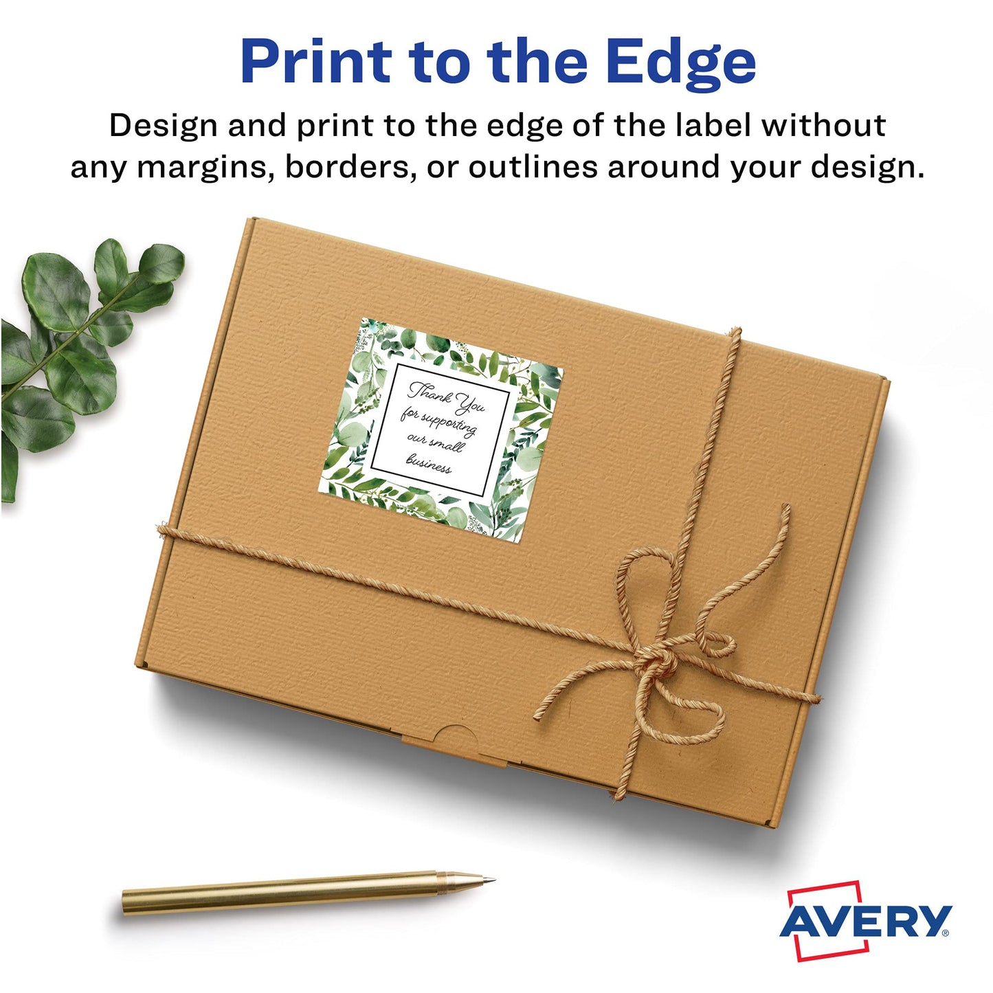 Avery Matte White Square Labels with Sure Feed, 2" x 2", 3,000 Matte White Printable Labels