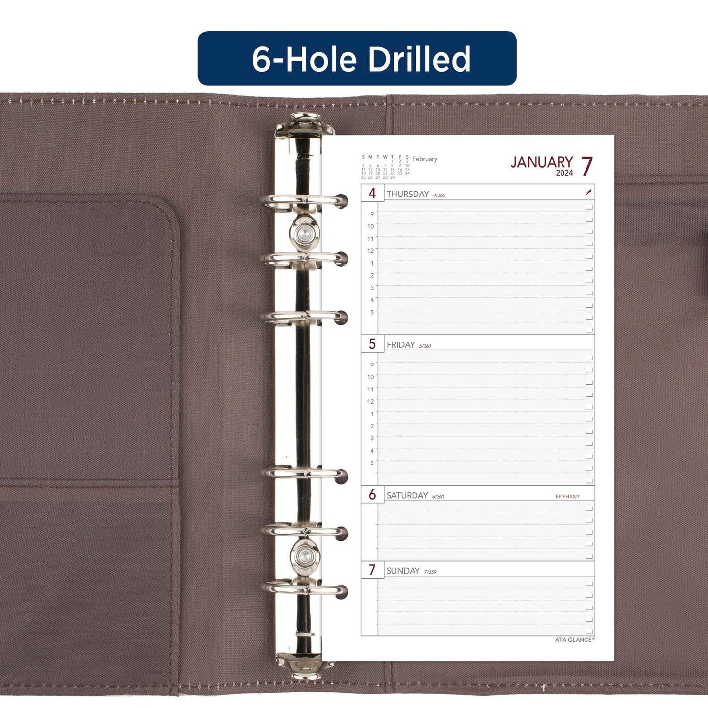 AT-A-GLANCE 2024 Planner Refill, Weekly, 3-3/4" x 6-3/4", Portable Size 3, Loose-Leaf (063-285Y)
