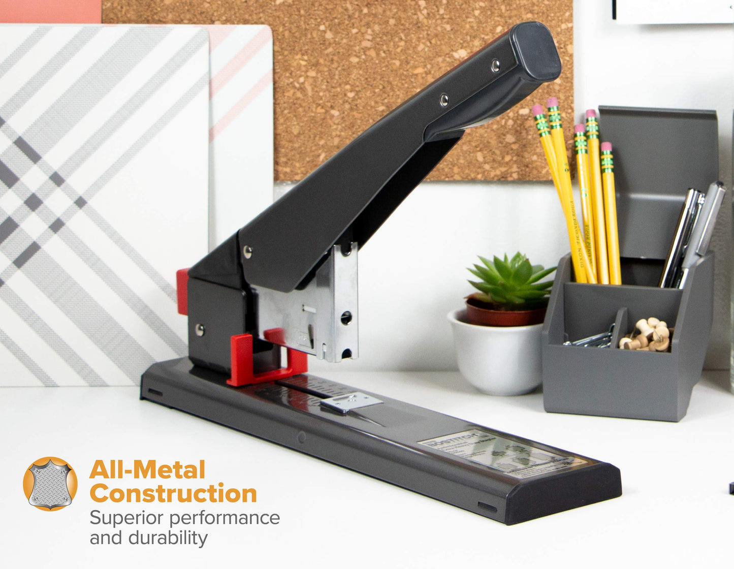 Bostitch Office Heavy Duty Stapler, 215 Sheet Capacity, Jam-Free, Easy Reload, Black (00540)