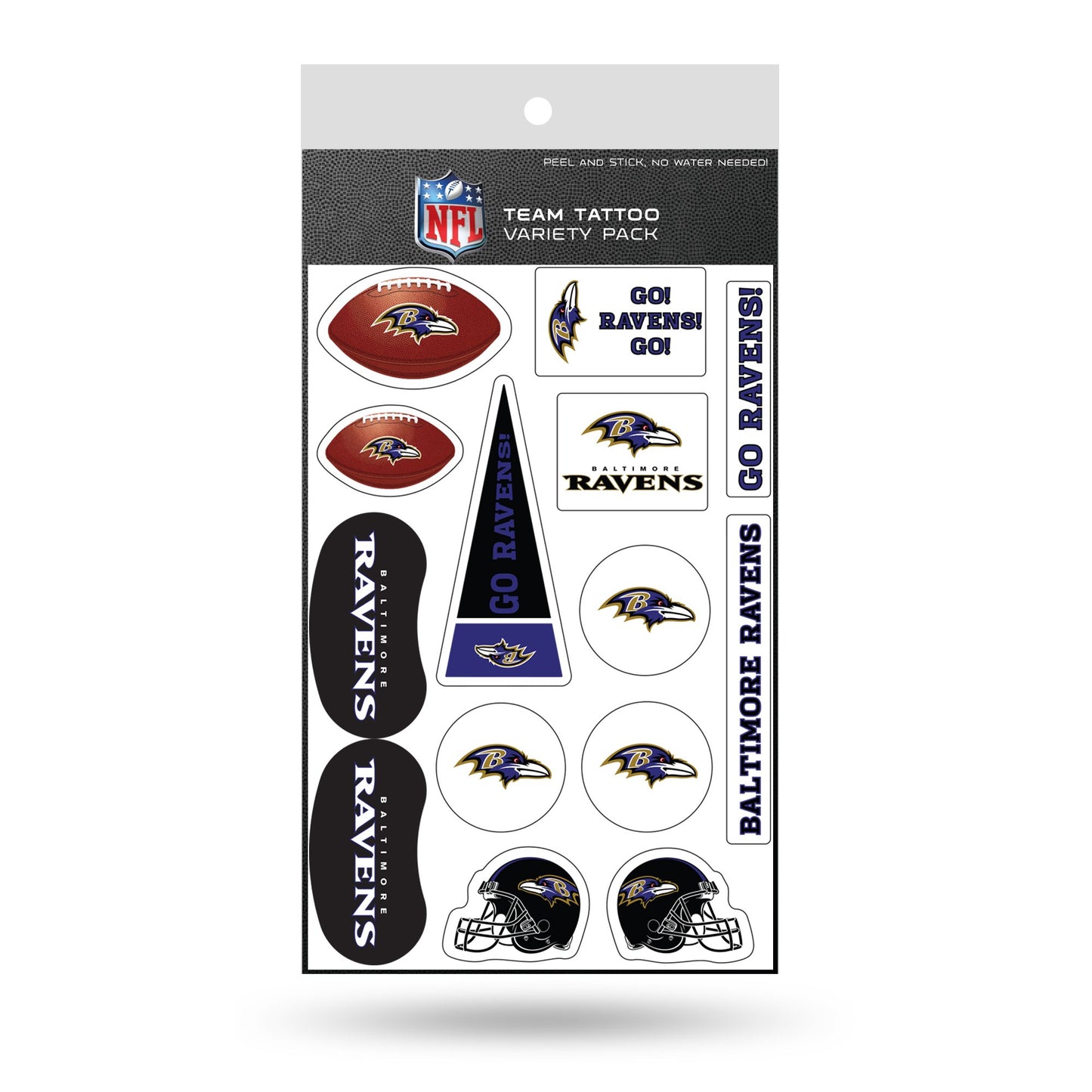 NFL Baltimore Ravens Die Cut Tattoo Variety Pack