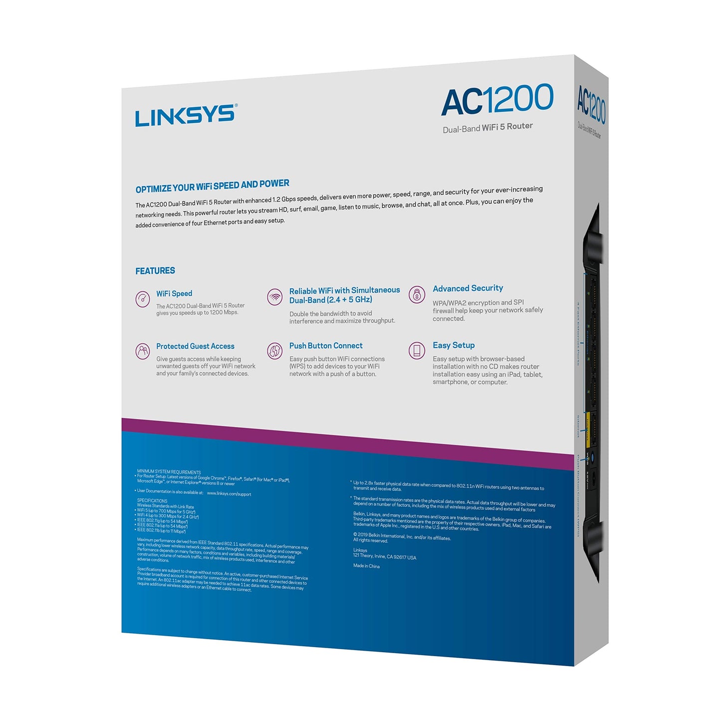 Linksys AC1200 Dual Band WiFi 5 Router with Easy Setup, Black