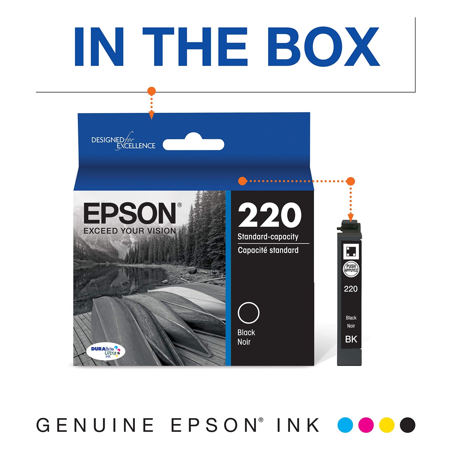 Epson T220120 DURABrite Ultra Black Standard Capacity -Cartridge -Ink (WF-2760, WF-2750, WF-2660, WF-2650, WF-2630, XP-424, XP-420, XP-320) (Pack of 2)