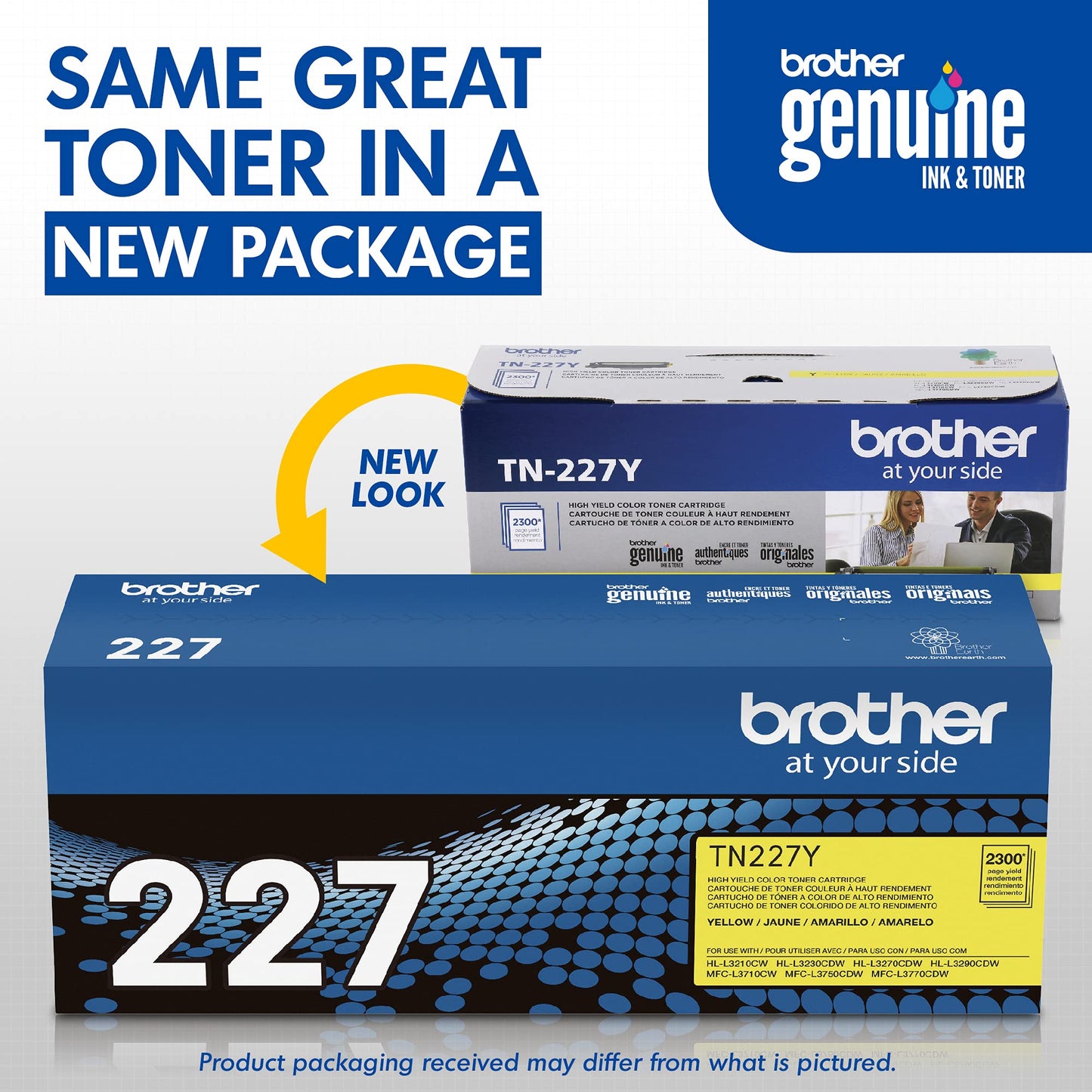 Brother Genuine TN227Y, High Yield Toner Cartridge, Replacement Yellow Toner, Page Yield Up to 2,300 Pages, TN227, Amazon Dash Replenishment Cartridge, 15.3 x 4.1 x 6.1 inches