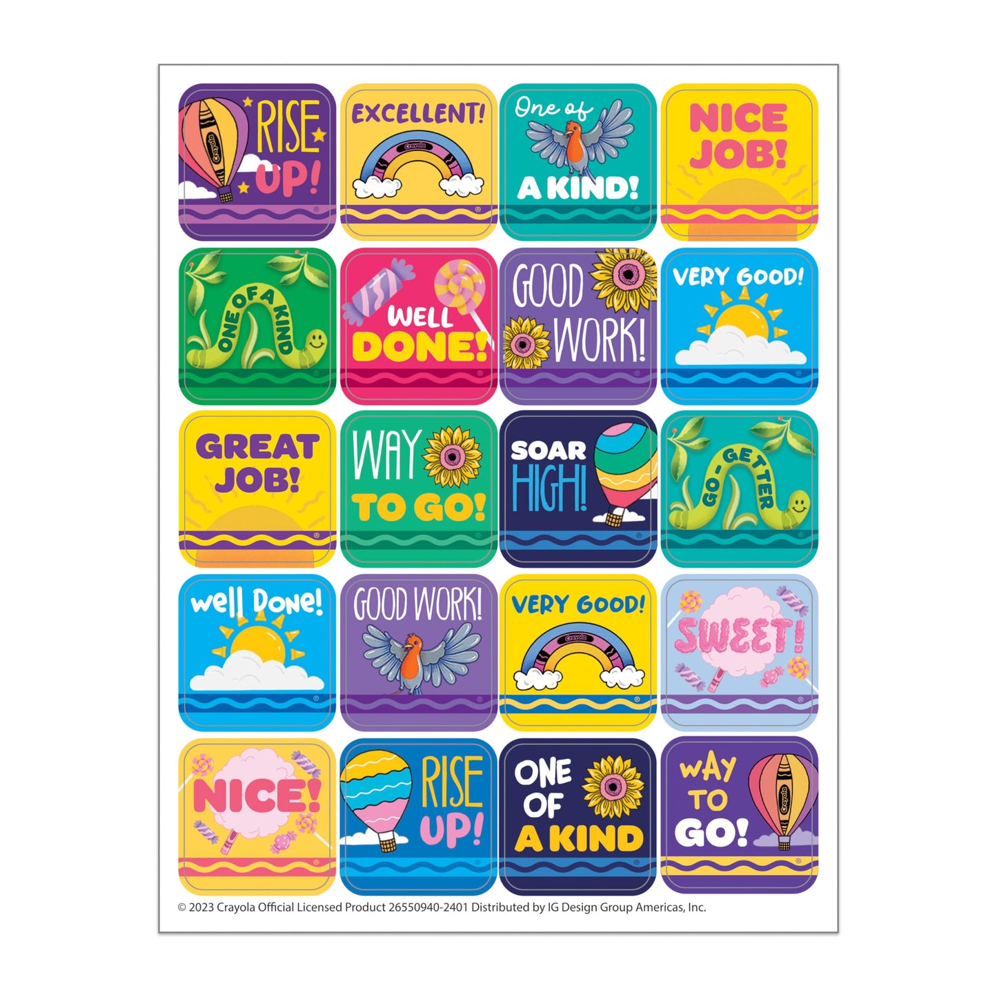 Eureka Crayola Colors of Kindness Stickers for Kids and Teachers, Multicolor, 120 Pieces