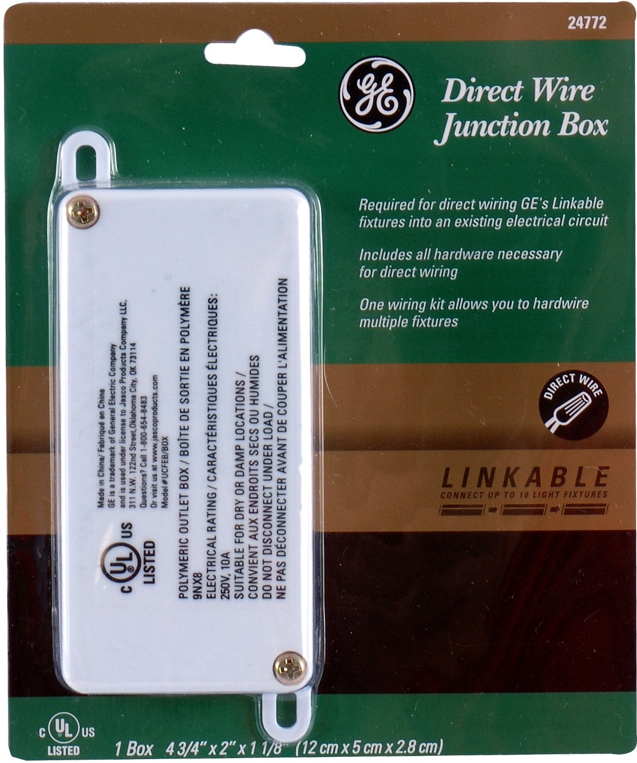 GE Direct Wire Junction Box, Linkable, Up to 10 Fixtures, 32612