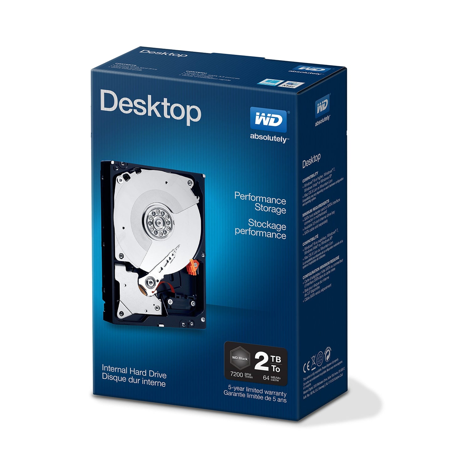 Western Digital Desktop Performance 2 TB Cache 3.5-Inch Internal Bare Hard Drive WDBSLA0020HNC-NRSN